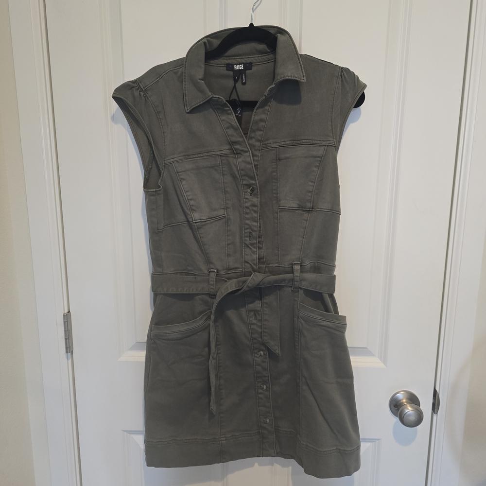 PAIGE Jaxyn Olive Dress. Size 8. NWT.